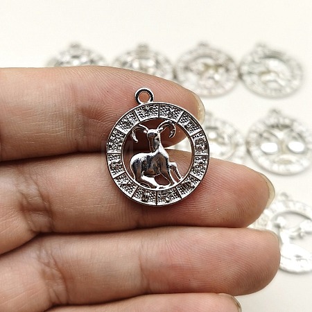 Constellation Themes Alloy Rhinestone Pendants PW-WGDA156-06-1