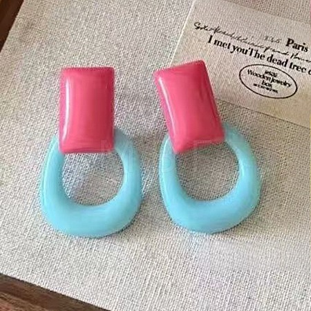 Brass Resin Stud Earrings for Women WG1A92B-01-1