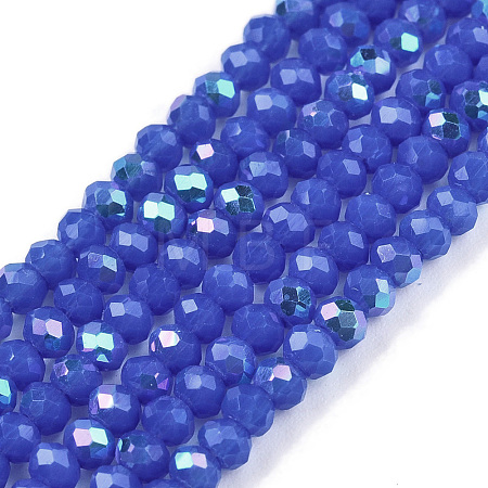 Electroplate Opaque Solid Color Glass Beads Strands EGLA-A044-P1mm-L32-1