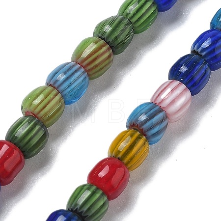 Handmade Millefiori Lampwork Beads Strands LAMP-F035-07-1