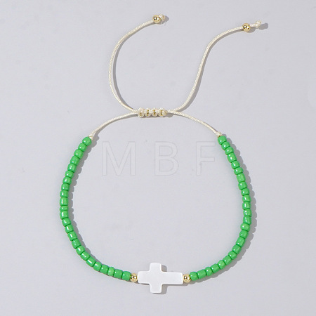 Glass Seed Beads & Brass Braided Beaded Bracelets TV0952-6-1