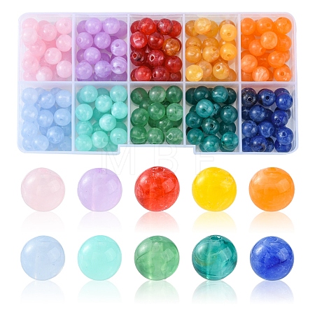 200Pcs 10 Colors  Imitation Gemstone Acrylic Beads OACR-FS0001-19-1