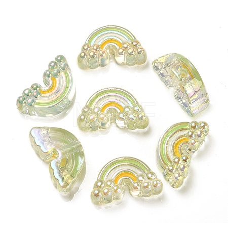 UV Plating Rainbow Iridescent Acrylic Enamel Beads OACR-G012-08C-1