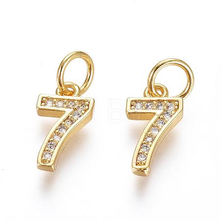 Brass Micro Pave Clear Cubic Zirconia Charms ZIRC-L092-07-G-1