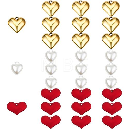 SUPERFINDINGS 30Pcs 3 Style Heart Pendants FIND-FH0003-50-1