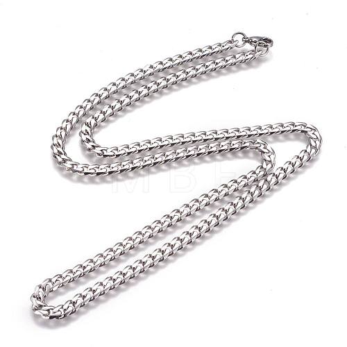 Non-Tarnish 304 Stainless Steel Cuban Link Chain Necklaces NJEW-L159-02B-P-1