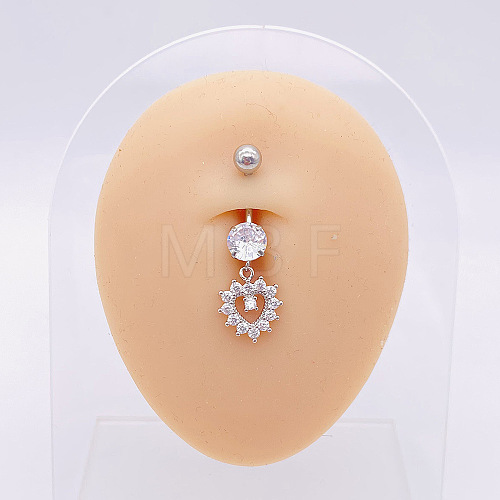 304 Stainless Steel Micro Pave Cubic Zirconia Belly Rings WGADED5-33-1