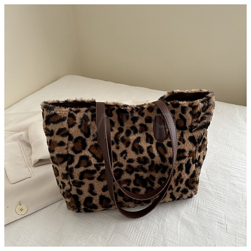 Imitation Leather Leopard Printed Shoulder Bags for Shopping PW-WG54E87-03-1