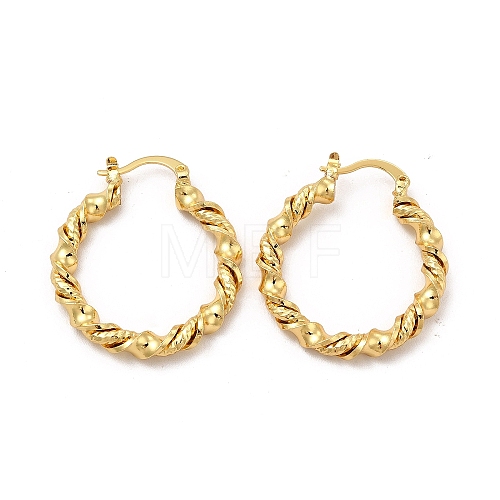 Rack Plating Brass Twist Ring Hoop Earrings for Women EJEW-P221-38G-1