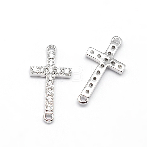 Latin Sideways Cross Brass Micro Pave Cubic Zirconia Links ZIRC-E010-04P-1