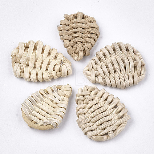 Handmade Reed Cane/Rattan Woven Beads WOVE-T006-018-1