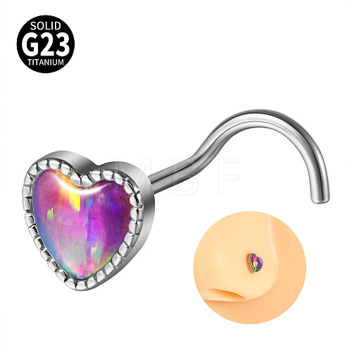 G23 Titanium & Imitation Opal Fishtail Nose Rings WG62851-08-1