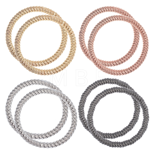 8Pcs 4 Colors Steel Wire Wrap Chain Stretch Bracelets Set BJEW-BC0001-21-1