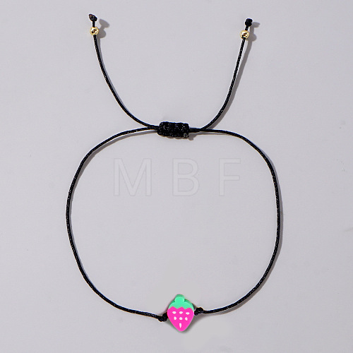Fruit Strawberry Polymer Clay Braided Bead Bracelets LP5577-6-1