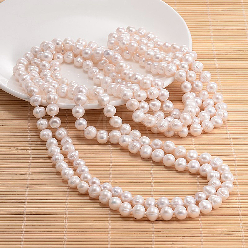 Natural Pearl Beads Necklace NJEW-P126-B-08-1