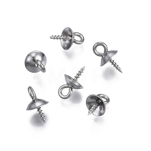 304 Stainless Steel Cup Peg Bails Pendants STAS-S057-59A-P-1
