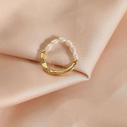 Oval Natural Freshwater Pearl Rings for Women WGE4334-01-1