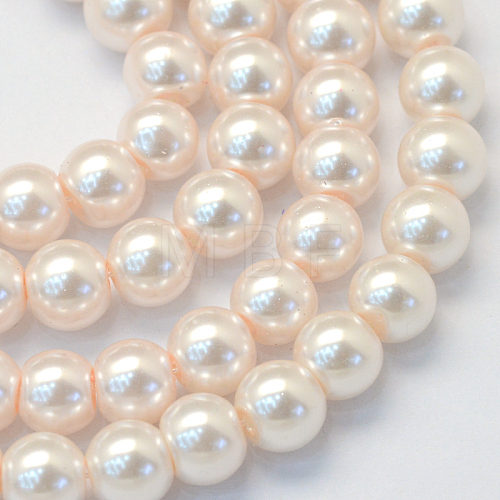 Baking Painted Pearlized Glass Pearl Round Bead Strands HY-Q330-8mm-41-1