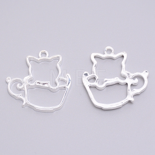 Alloy Open Back Bezel Pendants PALLOY-WH0072-91S-RS-1