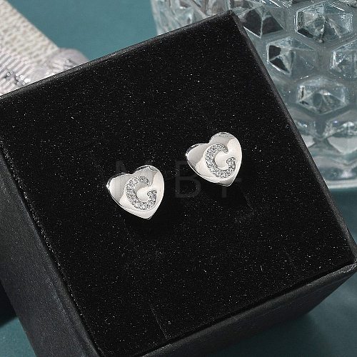 Rack Plating Brass Micro Pave Clear Cubic Zirconia Stud Earrings EJEW-K299-01P-C-1