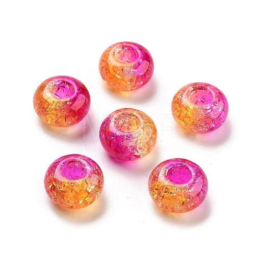 Two Tone Transparent Crackle Acrylic European Beads TACR-P009-B01-05-1