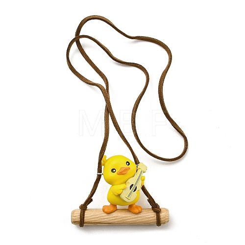 Cute Plastic Swinging Guitar Duck Pendant Decorations HJEW-A009-01C-1