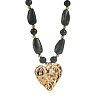 Zinc Alloy Textured Heart Pendant Resin Beaded Necklaces for Women FS-WG268AD-03-1