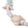 Starfish & Turtle Dyed Natural Malaysia Jade & Synthetic Turquoise Braided Bead Bracelet BJEW-JB09950-3