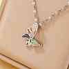 Hollow Out Brass Clear Cubic Zirconia Butterfly Pendant Necklaces QX3520-2-1