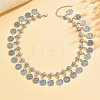 Vintage Alloy & Iron Embossed Coin Tassel Necklaces for Women WG1C655-02-1