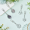 6Pcs 3 Styles Stainless Steel Braided Chain Macrame Pouch Empty Stone Holder Pendant Decorations HJEW-SC0003-05-4