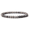 4mm Round Natural Map Stone Beads Bracelet for Men LS-KG3069-21-1