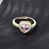 Brass Micro Pave Cubic Zirconia Cuff Open Rings CU-CBA5C10-04G-3