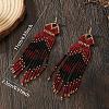 Handmade Bohemian Glass Seed Beads Long Dress Tassel Dangle Earrings MO3708-2-2