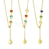 Adjustable Heart Handmade Brass Glass Link Chain Lariat Necklaces for Women NJEW-JN06457-2