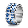 Viking Rune Titanium Steel Luminous Rotatable Finger Ring for Men PW-WG84A74-01-1