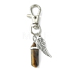 Natural Gemstone Double Terminated Pointed Pendant Decorations with Alloy Wing Charm HJEW-JM01149-2