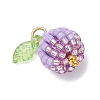 Glass Seed Beaded Berry Fruit Pendants PALLOY-MZ00729-03-3