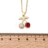 Brass Pave Clear and Red Cubic Zirconia Cherry Pendant 304 Stainless Steel Cable Chain Necklaces for Women NJEW-H092-05G-5