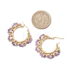 Brass Natural Amethyst Hoop Earrings EJEW-TA00782-03-3