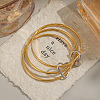 304 Stainless Steel Textured 3-Strand Bangle Sets with Heart Links QJ5292-4
