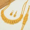 Vintage Alloy Spiked Fringe Bracelet & Necklace & Earrings Set for Women IV1181-3