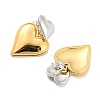 304 Stainless Steel Double Heart Dangle Stud Earrings for Women LS-EJEW-D076-01C-GP-2