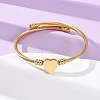 304 Stainless Steel Heart Beaded Cuff Bangle BJEW-K280-02G-2