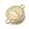 Religion Brass Micro Pave Clear Cubic Zirconia Connector Charms KK-G602-07G-02-2
