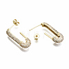 Brass Micro Pave Clear Cubic Zirconia Half Hoop Earrings EJEW-T046-19G-NF-3