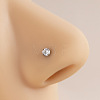 316 Surgical Stainless Steel Crystal Rhinetone Flat Round L-Shaped Nose Rings WGCD50A-01-5