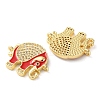 Rack Plating Brass Micro Pave Clear Cubic Zirconia Connector Charms KK-C084-02G-3