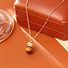 Natural Tiger Eye Gourd Shaped Pendant Brass Satellite Chain Necklaces with Clear Cubic Zirconia for Women WGAC9F4-05-1
