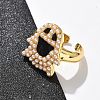 Ghost Brass Enamel Cuff Rings for Women RJEW-B117-02G-3